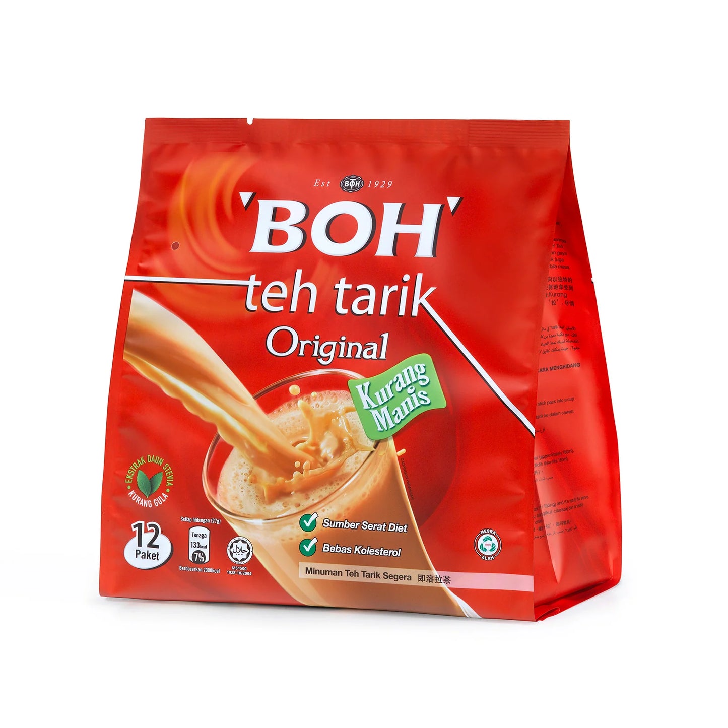 BOH Instant Tea Mix Teh Tarik Less Sweet - Original 12s