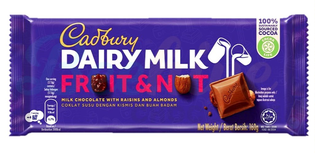 CADBURY Dairy Milk Fruit & Nuts Chocolate Big Bar 160g