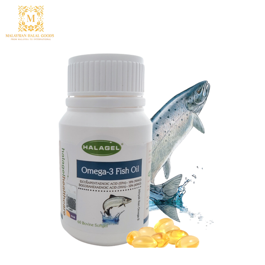 Halagel Omega 3 Fish Oil in Gelatine Softgel 500mg 60 pieces