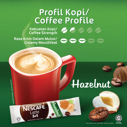 NESCAFE Latte 3in1 Hazelnut 20 Stickpack 24g