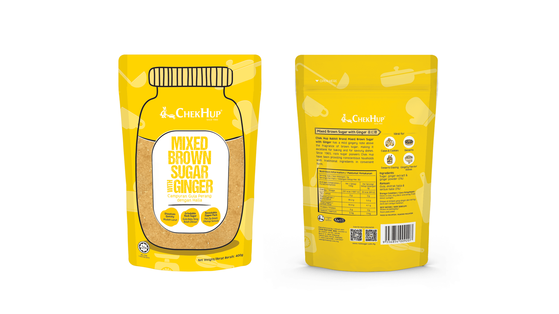 Chek Hup Mixed Brown Sugar with Ginger (400g)