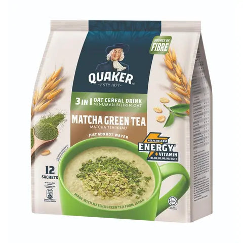 QUAKER 3in1 Oat Cereal Drink Matcha Green Tea 336g (12's x 28g)