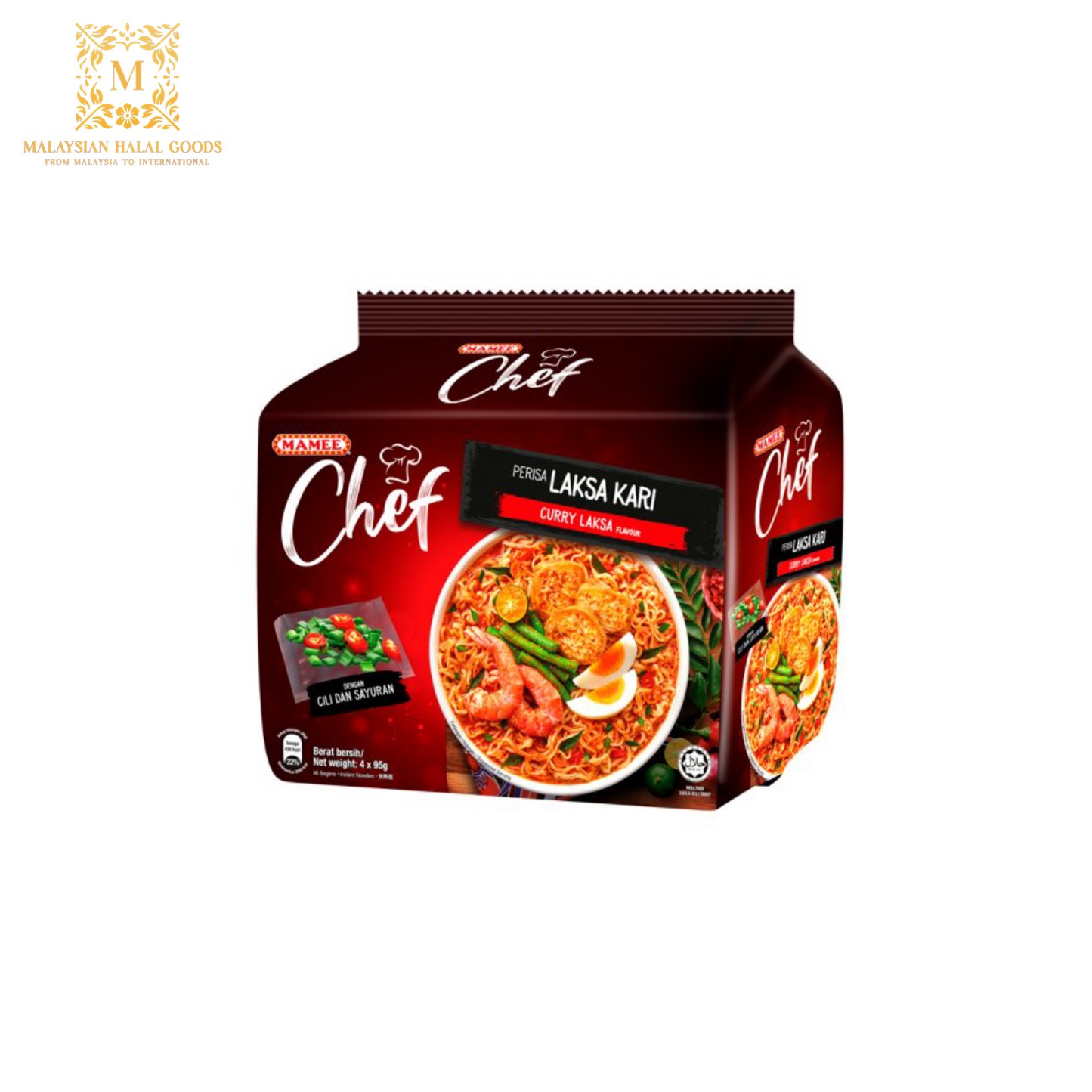 MAMEE CHEF Pack Noodle Curry Laksa 4 x 89g