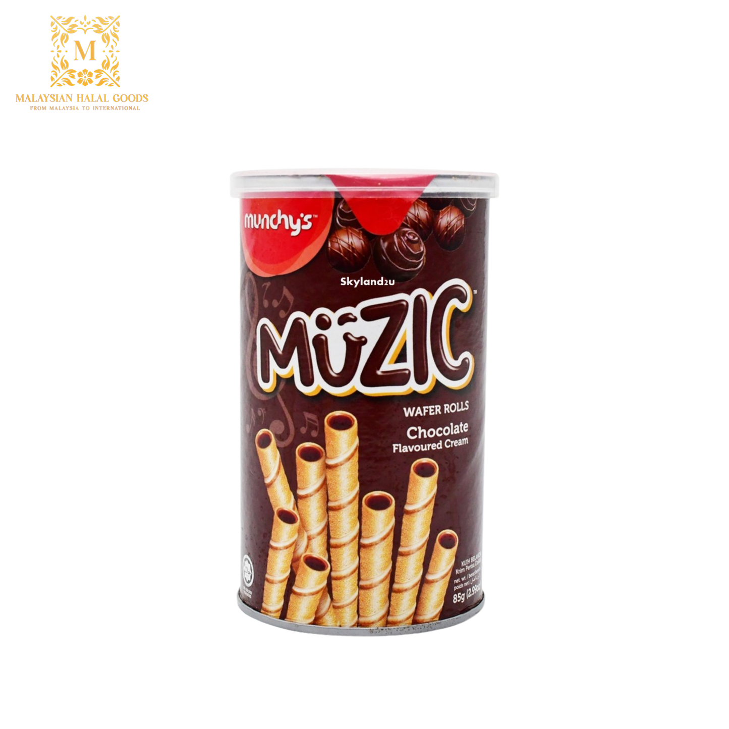 MUNCHY'S Muzic Wafer Rolls Chocolate 85g