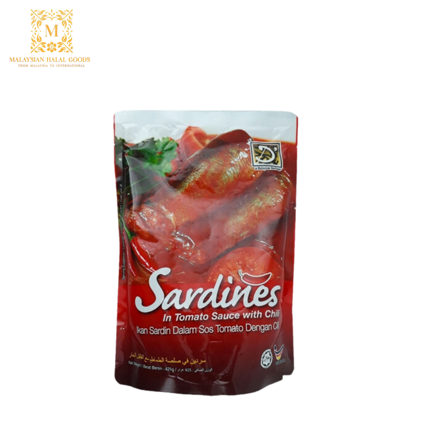 D'HERITAGE Sardine In Tomato Sauce & Chilies 425g