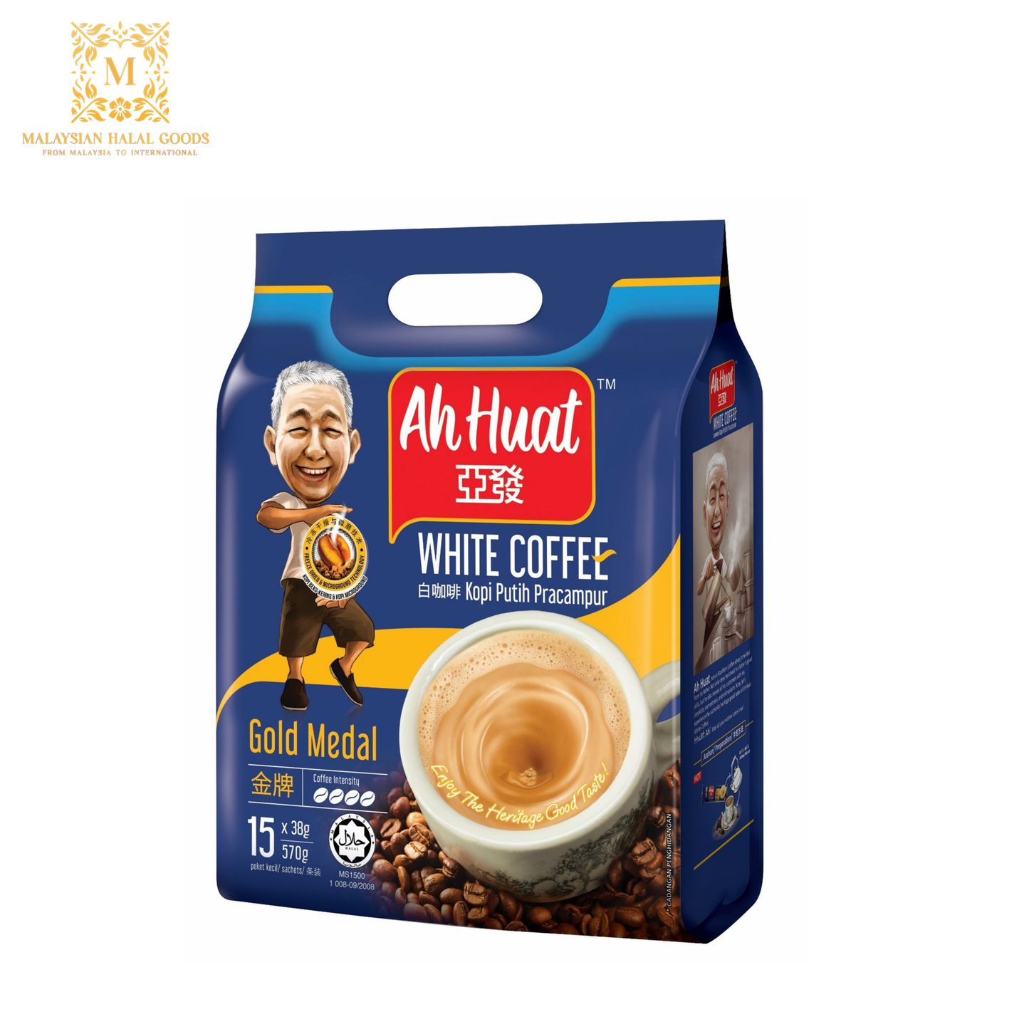 AH HUAT 3 in 1 White Coffee Gold Medal 570g (38g x 15's)