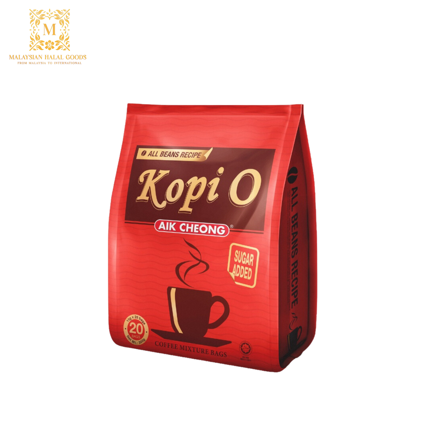 AIK CHEONG Kopi O Bag 2in1 Sugar Added 300g (15g x 20's)