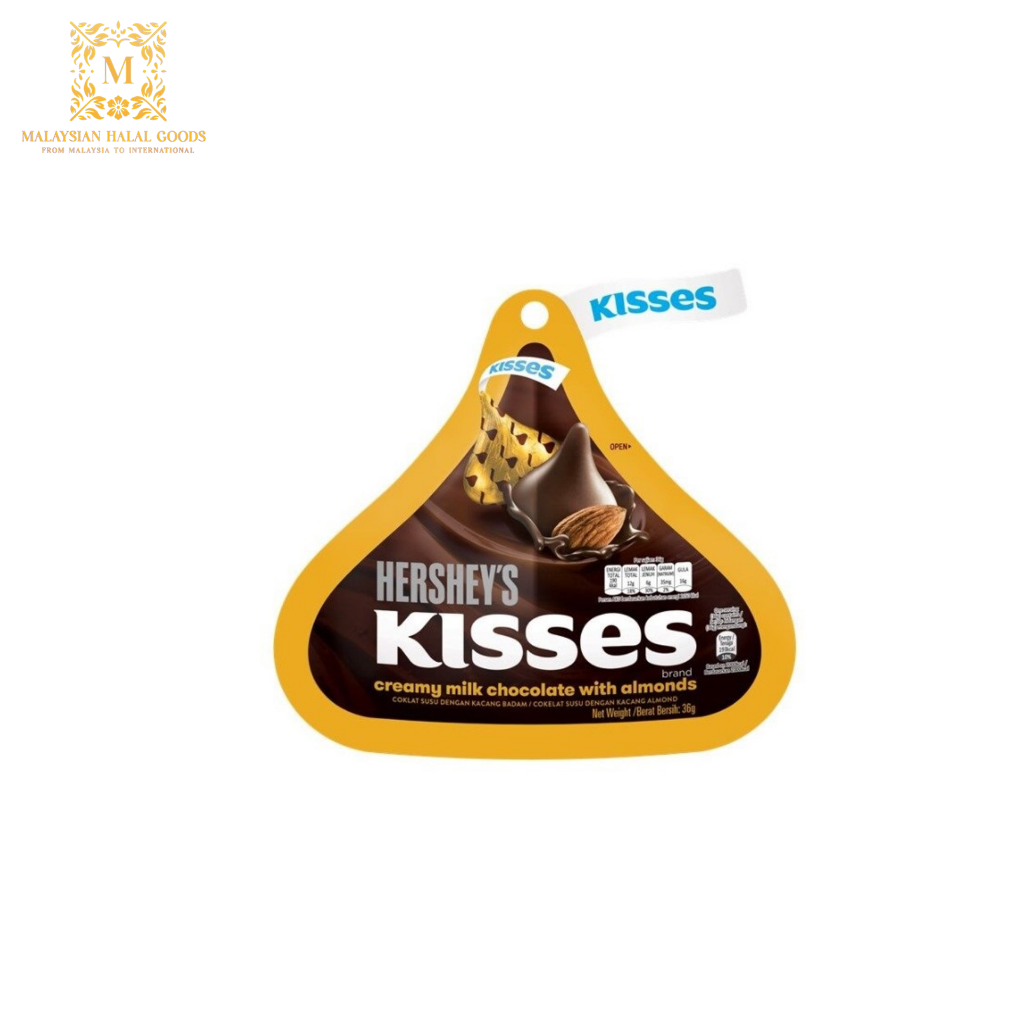 HERSHEY'S KISSES Creamy Milk Chocolate with Almonds 36g