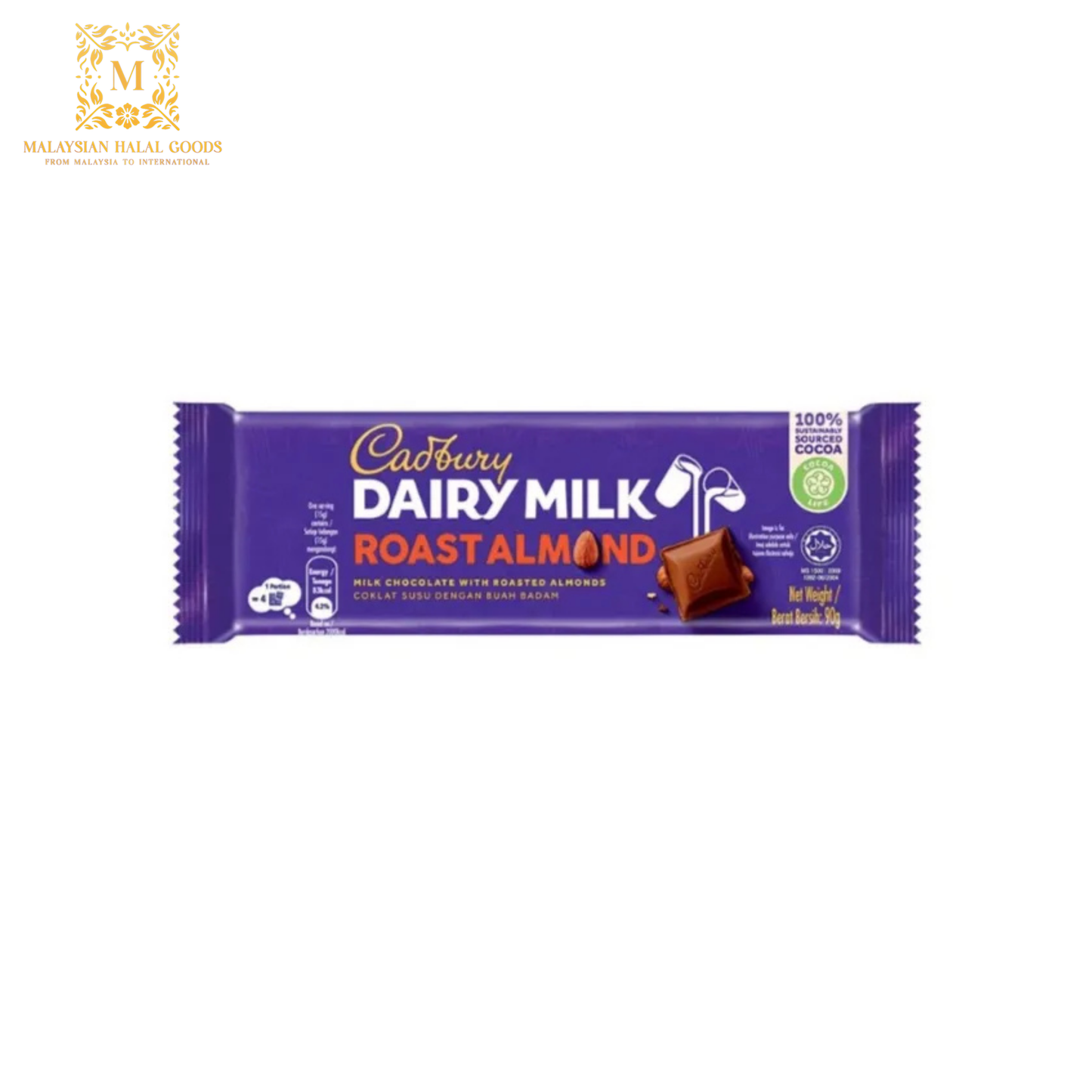 CADBURY Dairy Milk Chocolate Roast Almond 90g