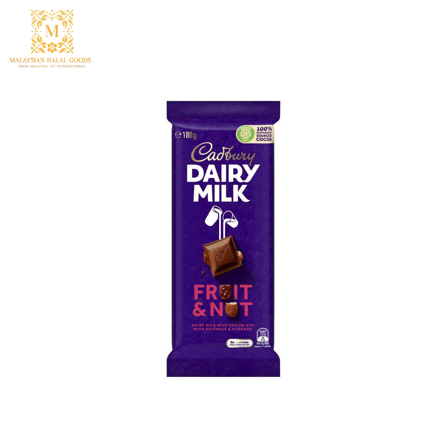 CADBURY Dairy Milk Chocolate Fruit & Nut 180g