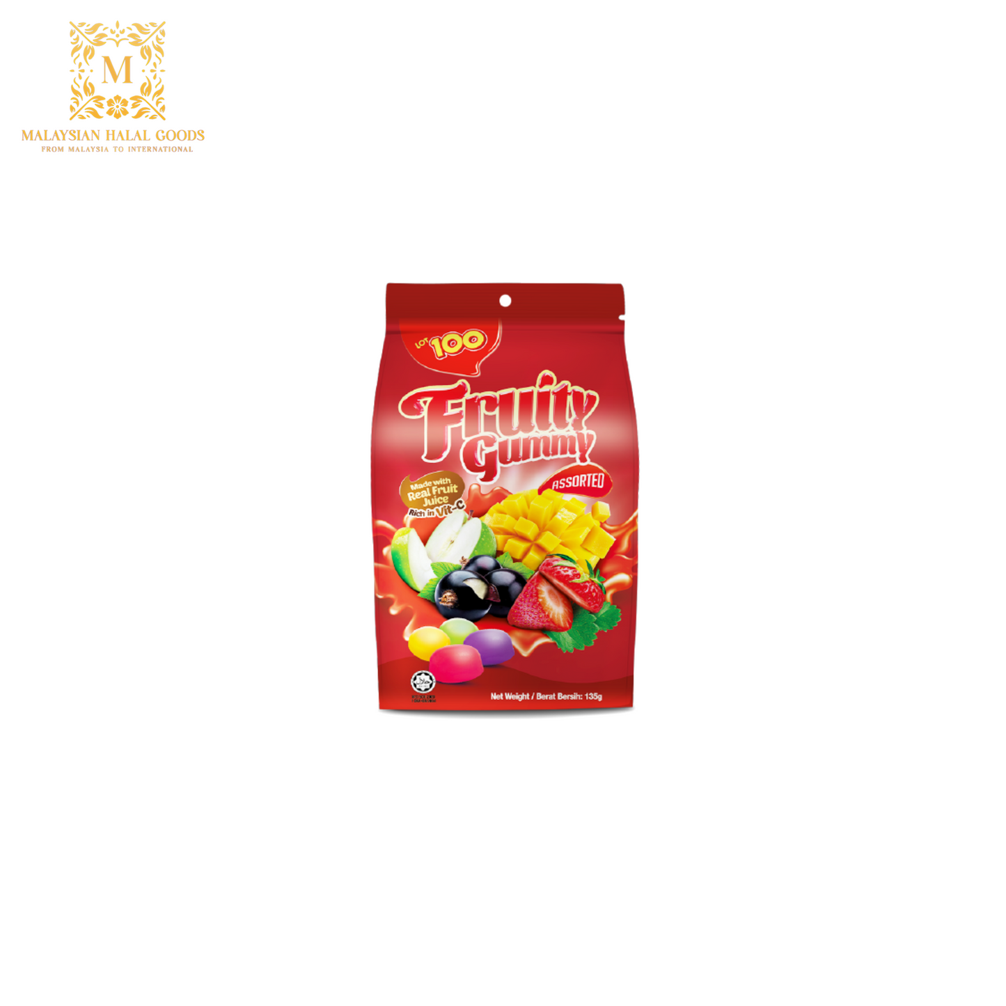 LOT 100 Fruity Gummy Assorted 130g