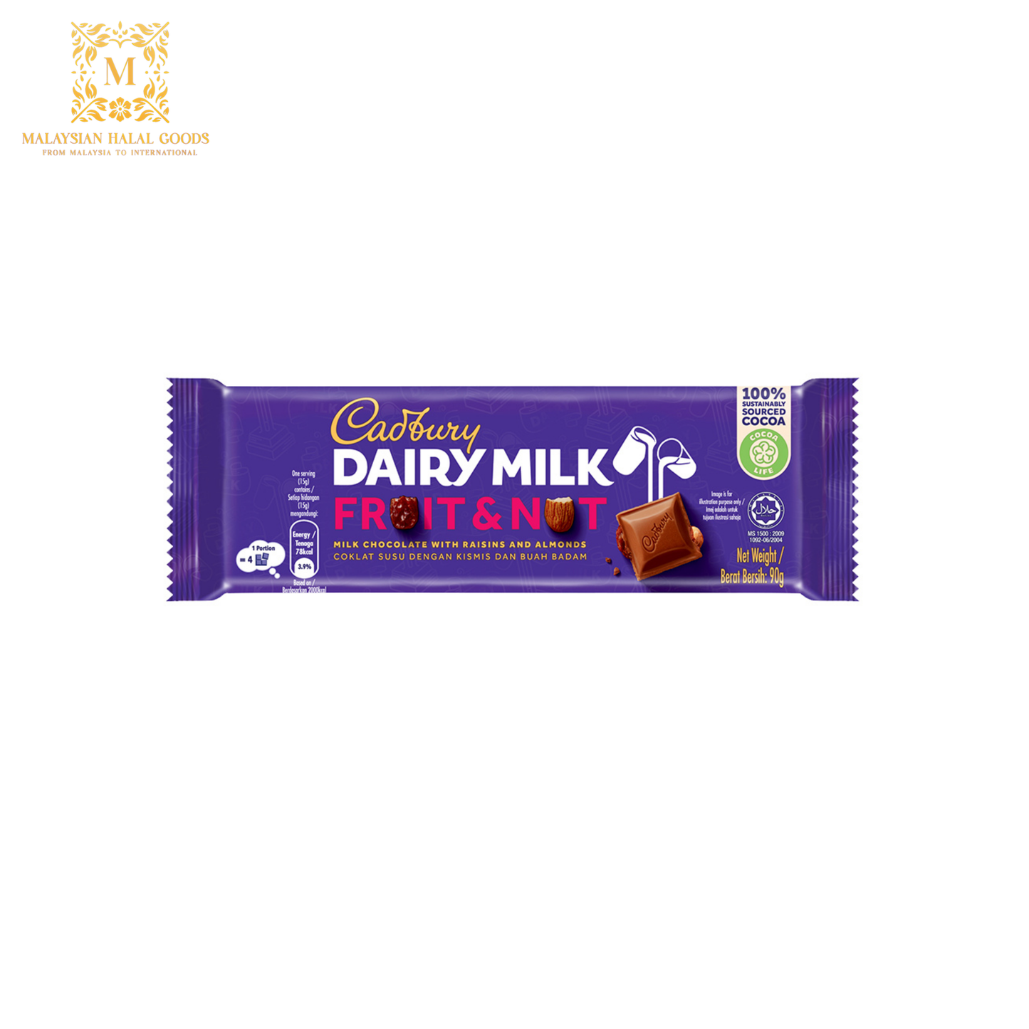 CADBURY Dairy Milk Chocolate Fruit & Nut 90g