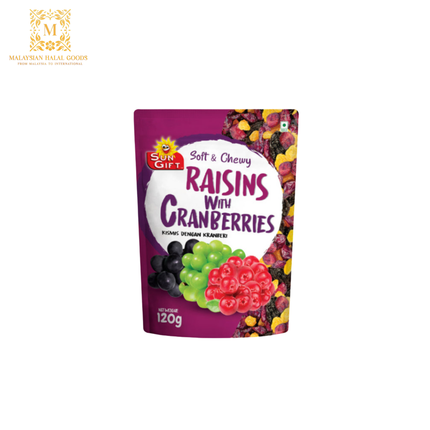 SUN GIFT Soft & Chewy Raisins with Cranberries 120g