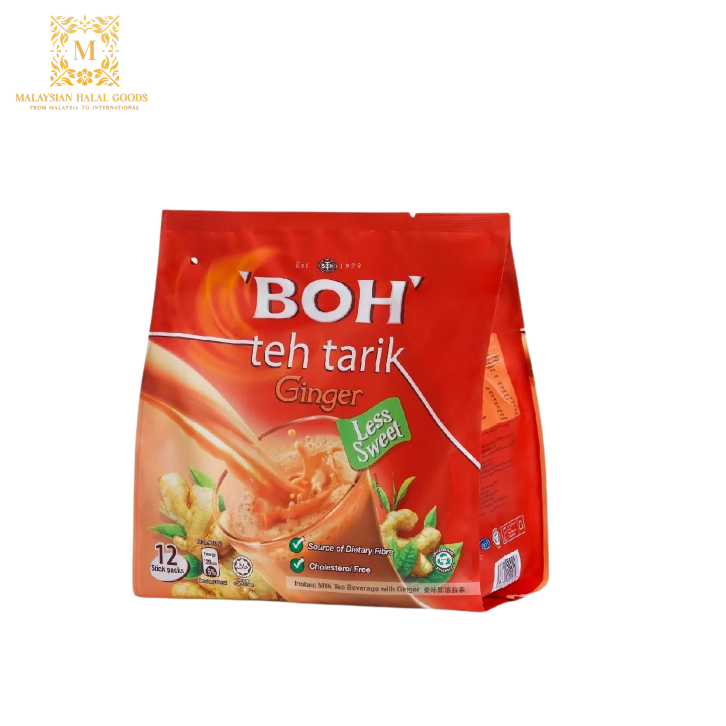 BOH Instant Tea Mix Teh Tarik Less Sweet - Ginger 12s