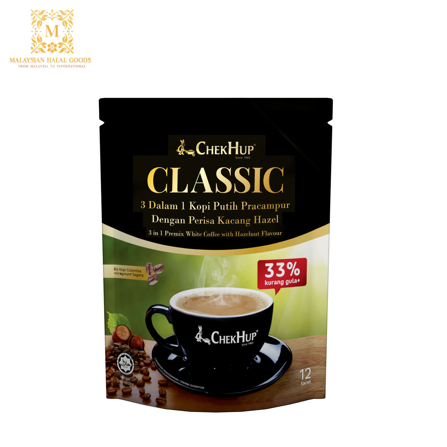 CHEK HUP 3in1 Classic White Coffee with Hazelnut 444g (37g x 12's)