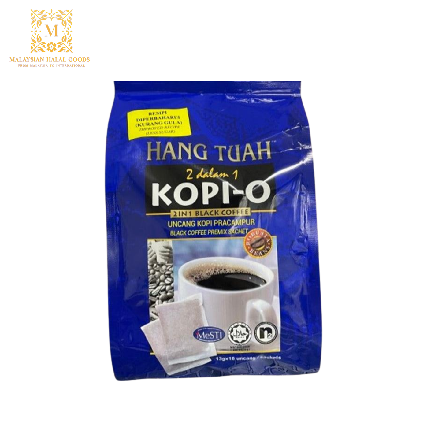 HANG TUAH Kopi-O 2in1 Black Coffee (13g x 16's) - Robusta Beans