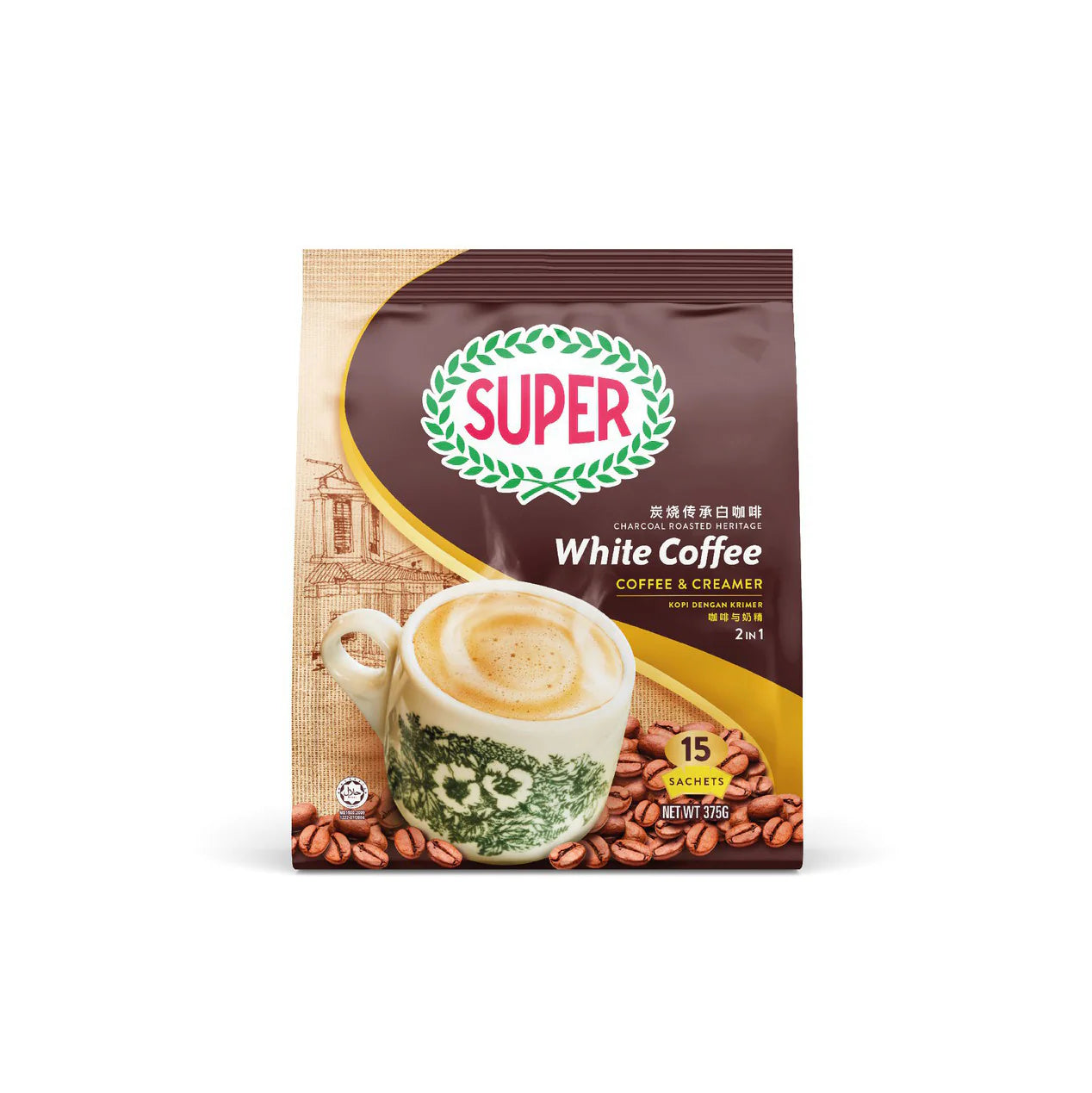 SUPER Coffee & Creamer 2in1 Charcoal Roasted White Coffee 375g (15's x 25g)