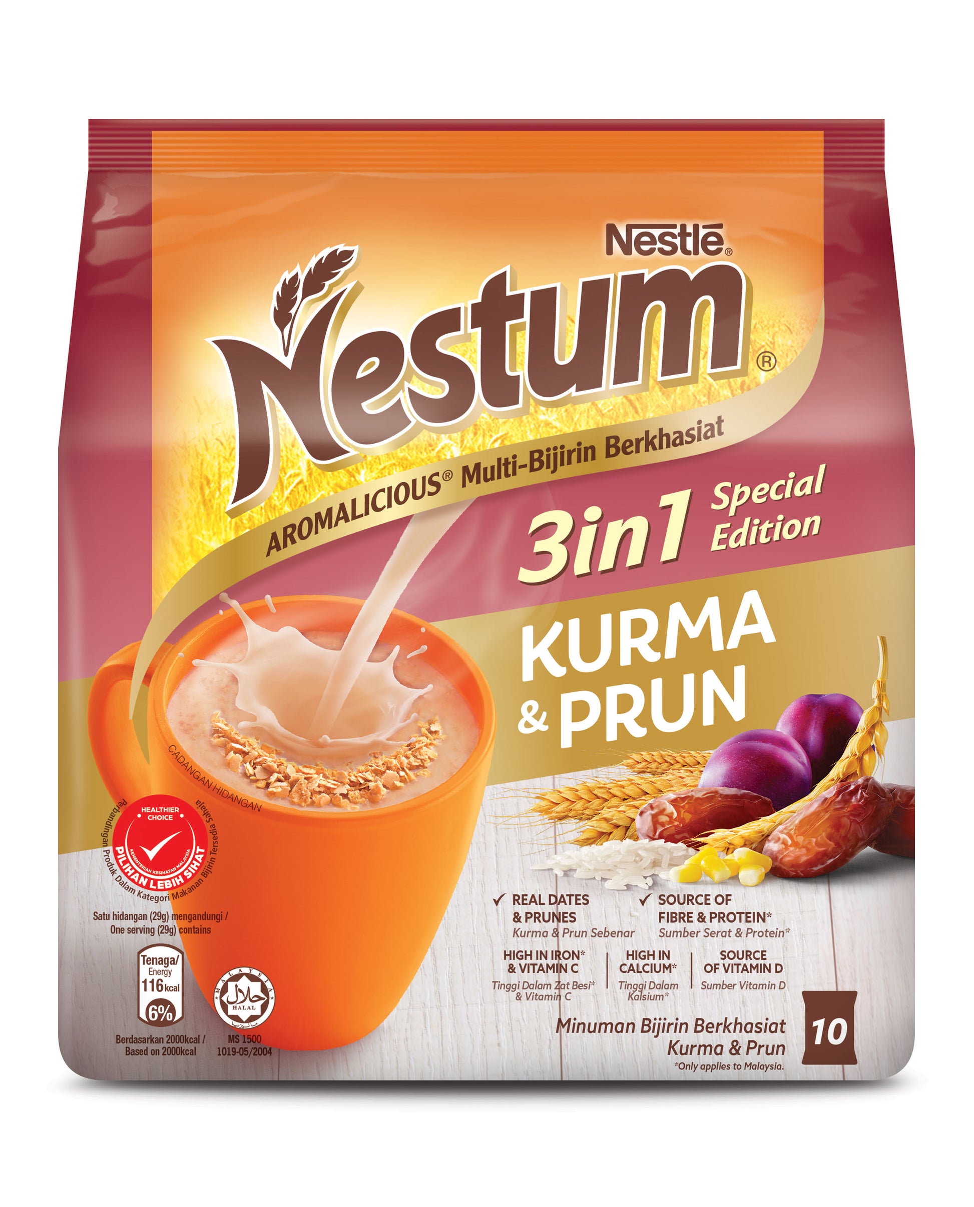 NESTLE NESTUM 3in1 Kurma & Prun 10 Packet x 29g Bundle of 3