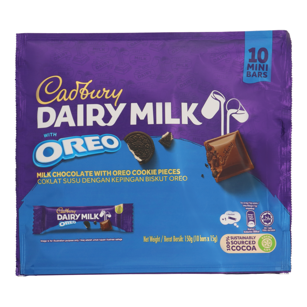 CADBURY Dairy Milk Mini Bars with OREO 150g (10's x 15g)